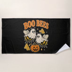Boo Bees Funny Ghost Bee Pun Cute Halloween Beach Towel