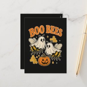 Boo Bees Funny Ghost Bee Pun Cute Halloween Holiday Postcard