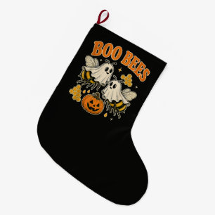 Boo Bees Funny Ghost Bee Pun Cute Halloween Large Christmas Stocking