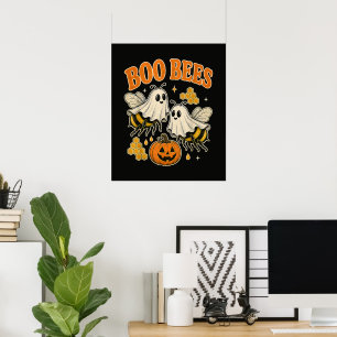 Boo Bees Funny Ghost Bee Pun Cute Halloween Poster