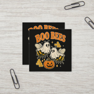 Boo Bees Funny Ghost Bee Pun Cute Halloween Square Business Card