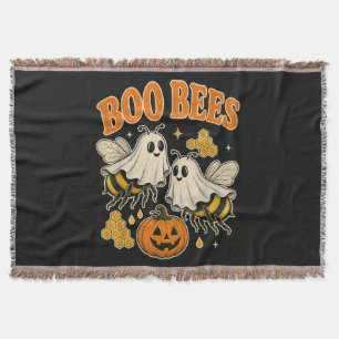 Boo Bees Funny Ghost Bee Pun Cute Halloween Throw Blanket