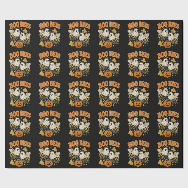 Boo Bees Funny Ghost Bee Pun Cute Halloween Wrapping Paper (Seam)
