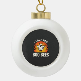 Boo Bees Halloween Ghost Bee Funny Design_1 Ceramic Ball Christmas Ornament