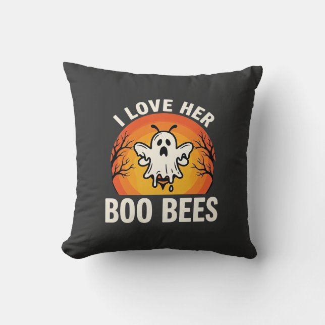 Boo Bees Halloween Ghost Bee Funny Design_1 Cushion (Front)