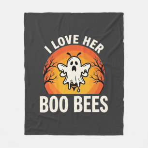 Boo Bees Halloween Ghost Bee Funny Design_1 Fleece Blanket