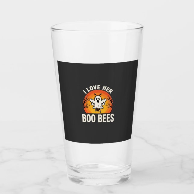 Boo Bees Halloween Ghost Bee Funny Design_1 Glass (Front)