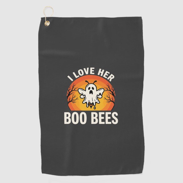 Boo Bees Halloween Ghost Bee Funny Design_1 Golf Towel (Front)