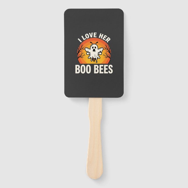 Boo Bees Halloween Ghost Bee Funny Design_1 Hand Fan (Front)