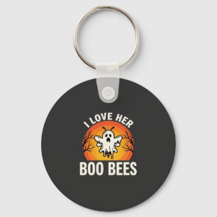 Boo Bees Halloween Ghost Bee Funny Design_1 Key Ring
