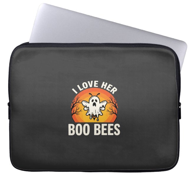 Boo Bees Halloween Ghost Bee Funny Design_1 Laptop Sleeve (Front)