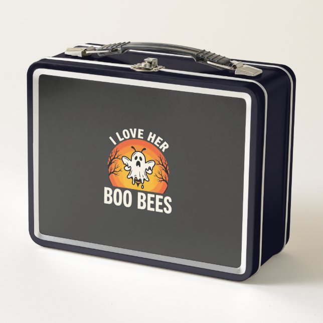 Boo Bees Halloween Ghost Bee Funny Design_1 Metal Lunch Box (Front)