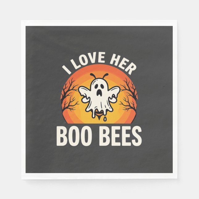 Boo Bees Halloween Ghost Bee Funny Design_1 Napkin (Front)