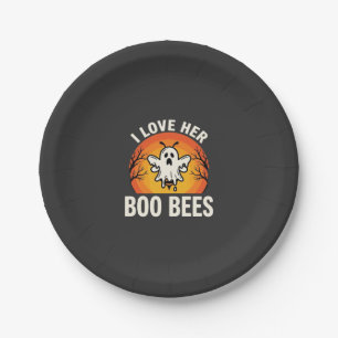 Boo Bees Halloween Ghost Bee Funny Design_1 Paper Plate