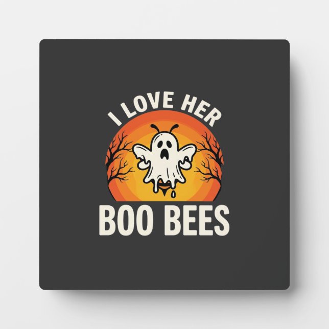 Boo Bees Halloween Ghost Bee Funny Design_1 Plaque (Front)
