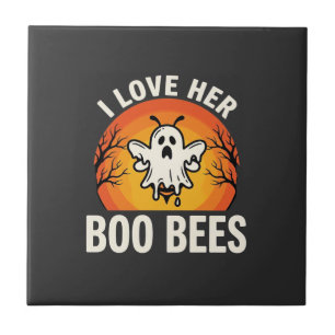 Boo Bees Halloween Ghost Bee Funny Design_1 Tile