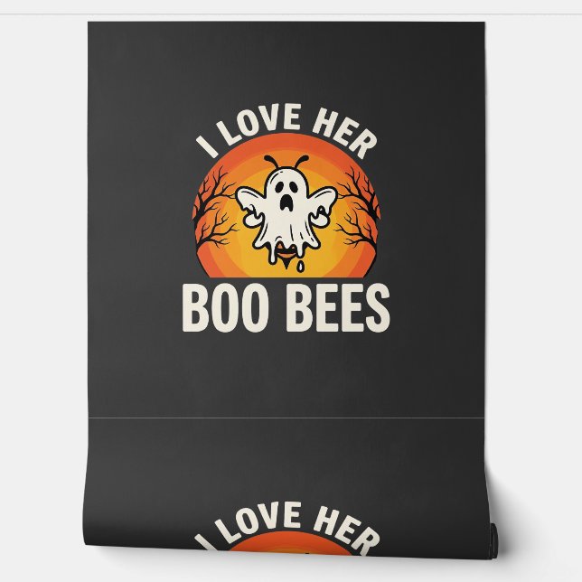 Boo Bees Halloween Ghost Bee Funny Design_1 Wallpaper (Unrolling)