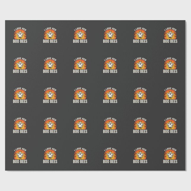 Boo Bees Halloween Ghost Bee Funny Design_1 Wrapping Paper (Flat)
