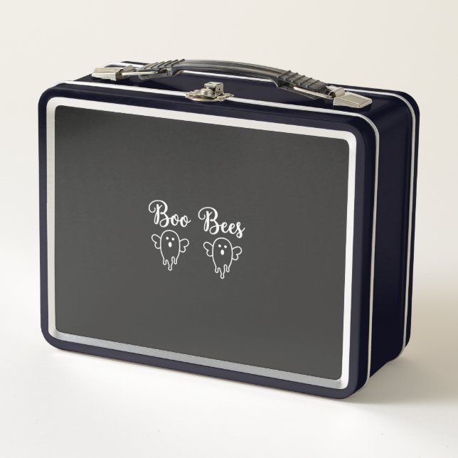 Boo Bees Halloween Ghost Design Metal Lunch Box (Front)