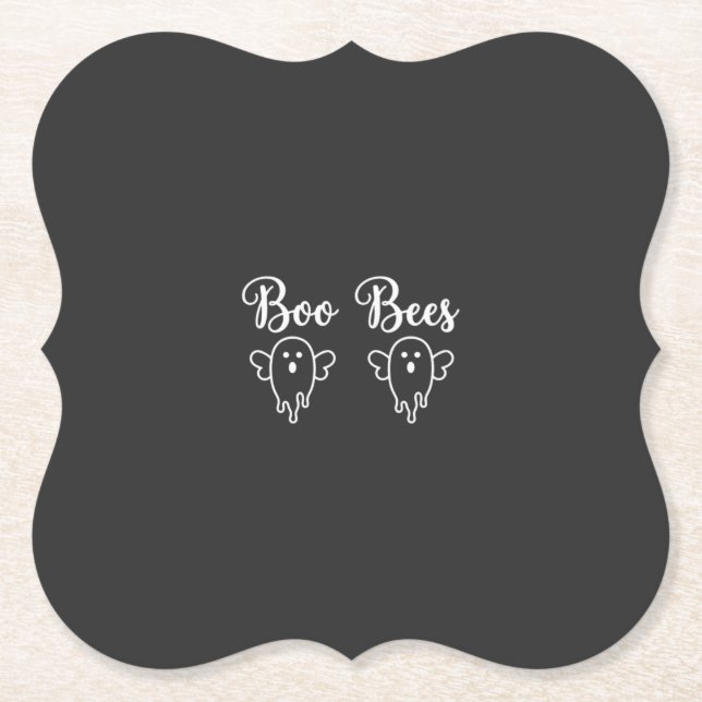 Boo Bees Halloween Ghost Design Paper Coaster (Front)