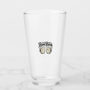 Boo Bees Vintage Halloween Ghost Bee Design_1 Glass