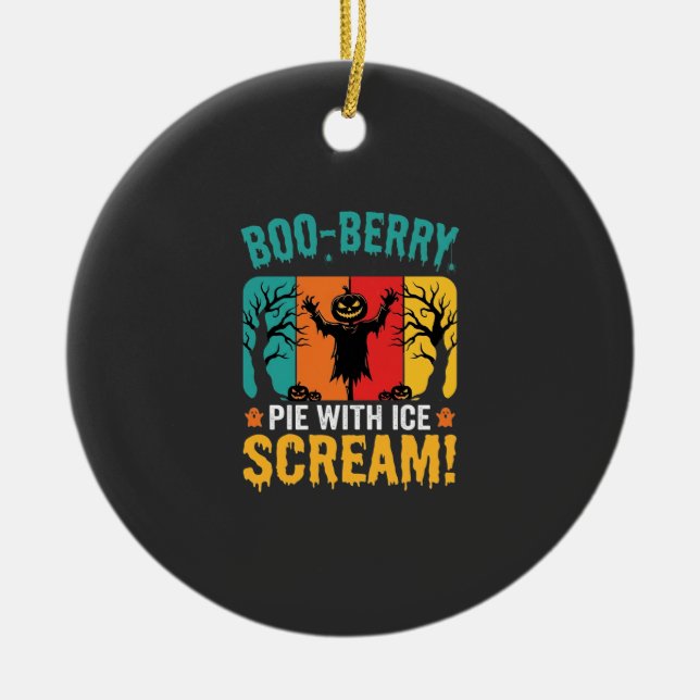 Boo-Berry Pie Halloween Ice Scream Design Ceramic Tree Decoration (Front)
