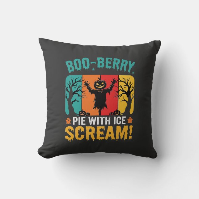 Boo-Berry Pie Halloween Ice Scream Design Cushion (Front)