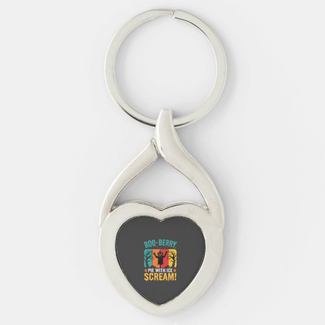 Boo-Berry Pie Halloween Ice Scream Design Key Ring (Front)