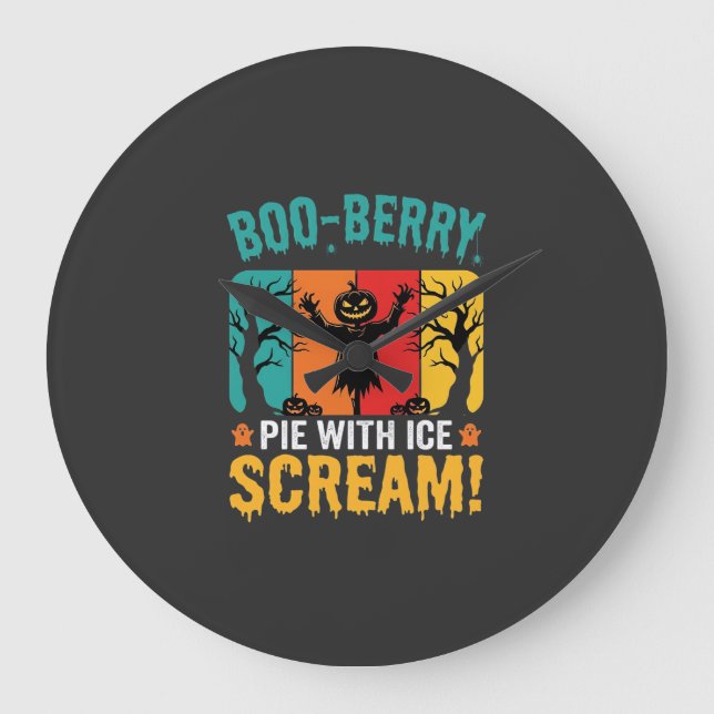 Boo-Berry Pie Halloween Ice Scream Design Large Clock (Front)