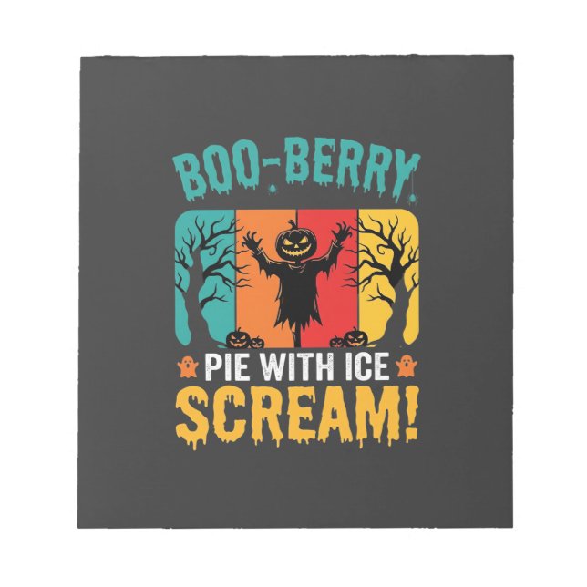 Boo-Berry Pie Halloween Ice Scream Design Notepad (Front)