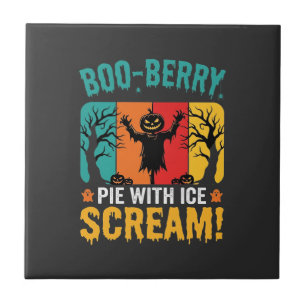 Boo-Berry Pie Halloween Ice Scream Design Tile