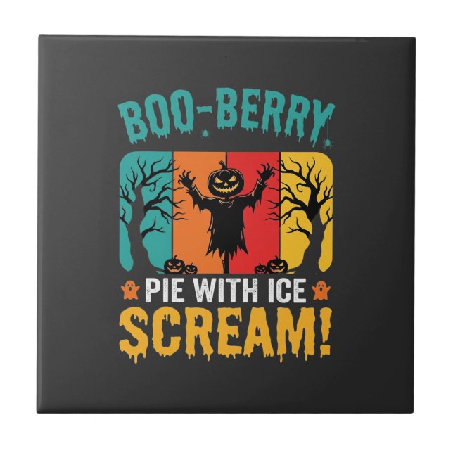 Boo-Berry Pie Halloween Ice Scream Design Tile (Front)