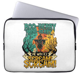 Boo Berry Pie Ice Scream Pumpkin Scarecrow Hallowe Laptop Sleeve