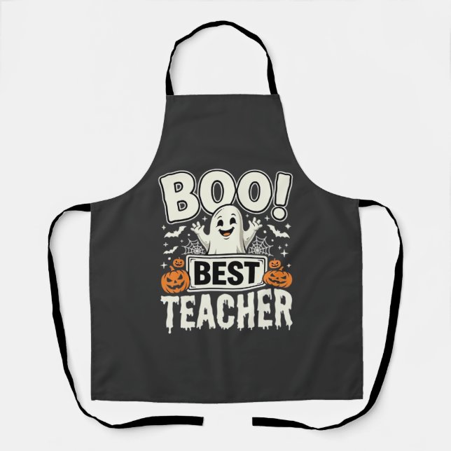 Boo Best Teacher Halloween Ghost Design_1 Apron (Front)
