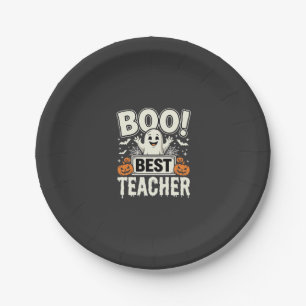 Boo Best Teacher Halloween Ghost Design_1 Paper Plate
