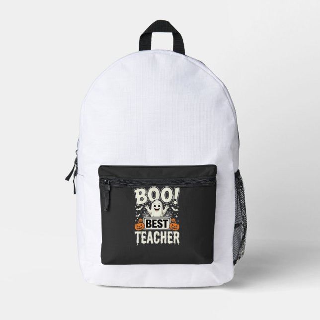 Boo Best Teacher Halloween Ghost Design_1 Printed Backpack (Front)