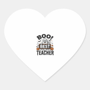 Boo Best Teacher Vintage Halloween Teacher Design_ Heart Sticker