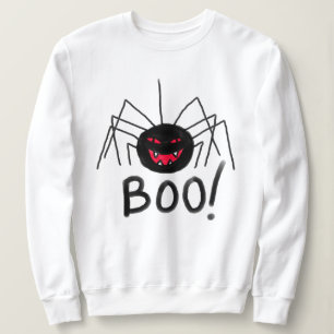 Boo!  Big Black Spider Halloween Sweatshirt