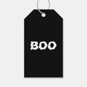 Boo black and white spooky Halloween favours Gift Tags