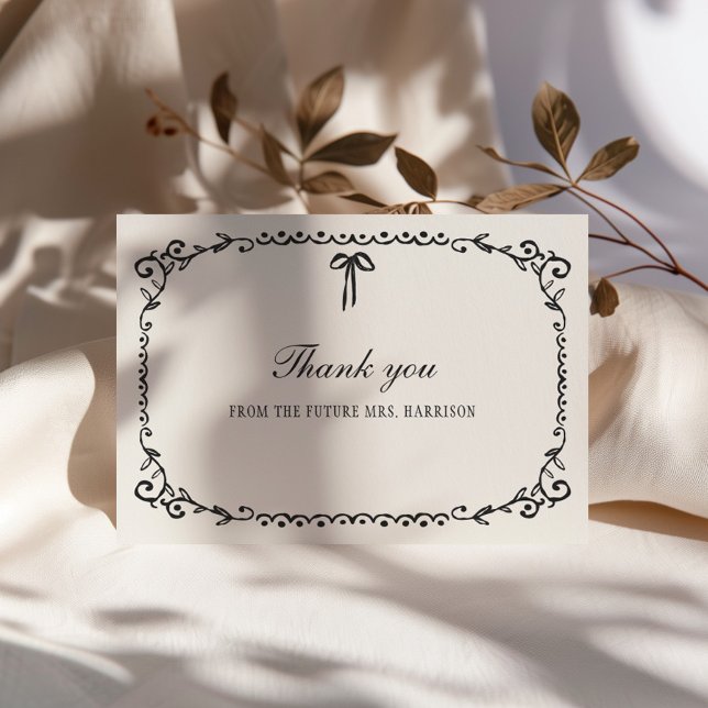 Boo Black Bow Halloween Bridal Shower Thank You Card (Creator Uploaded)