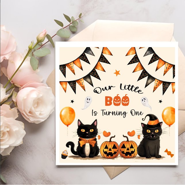 Boo Black Cat Halloween Party  Napkin (Creator Uploaded)