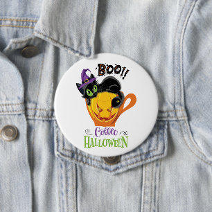 Boo Black Cat, Scary Pumpkin Coffee Halloween 10 Cm Round Badge