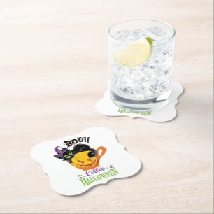 Boo Black Cat, Scary Pumpkin Coffee Halloween Paper Coaster
