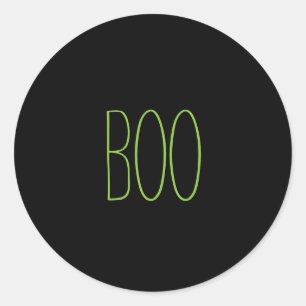 Boo black green spooky handwritten Halloween  Classic Round Sticker