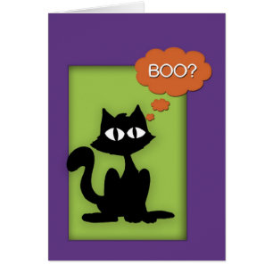 Boo Black Kitty Halloween Card