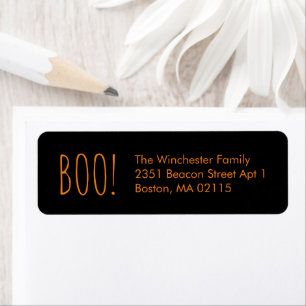 Boo black orange funny Halloween return address
