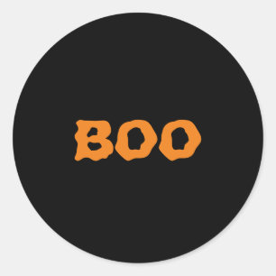 Boo black orange spooky Halloween Classic Round Sticker