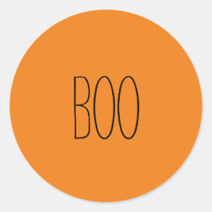 Boo black & orange spooky handwritten Halloween Classic Round Sticker