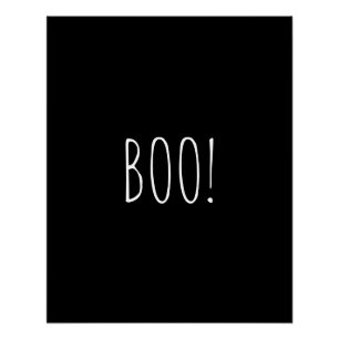 Boo black spooky typography funny cute Halloween Poster
