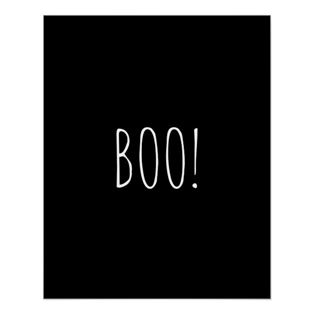 Boo black spooky typography funny cute Halloween Poster (Front)
